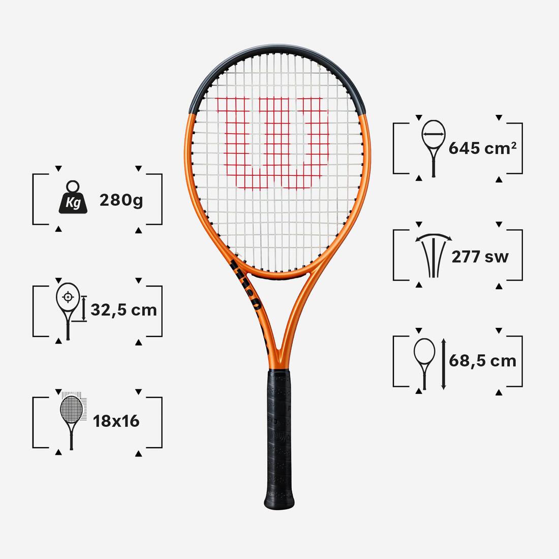Raquette de tennis 280g adulte, Wilson burn 100LS V6.0 orange 280G