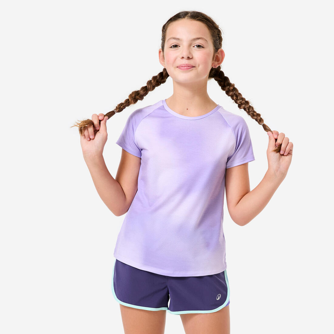 T-shirt multisport respirant fille, rose foncé