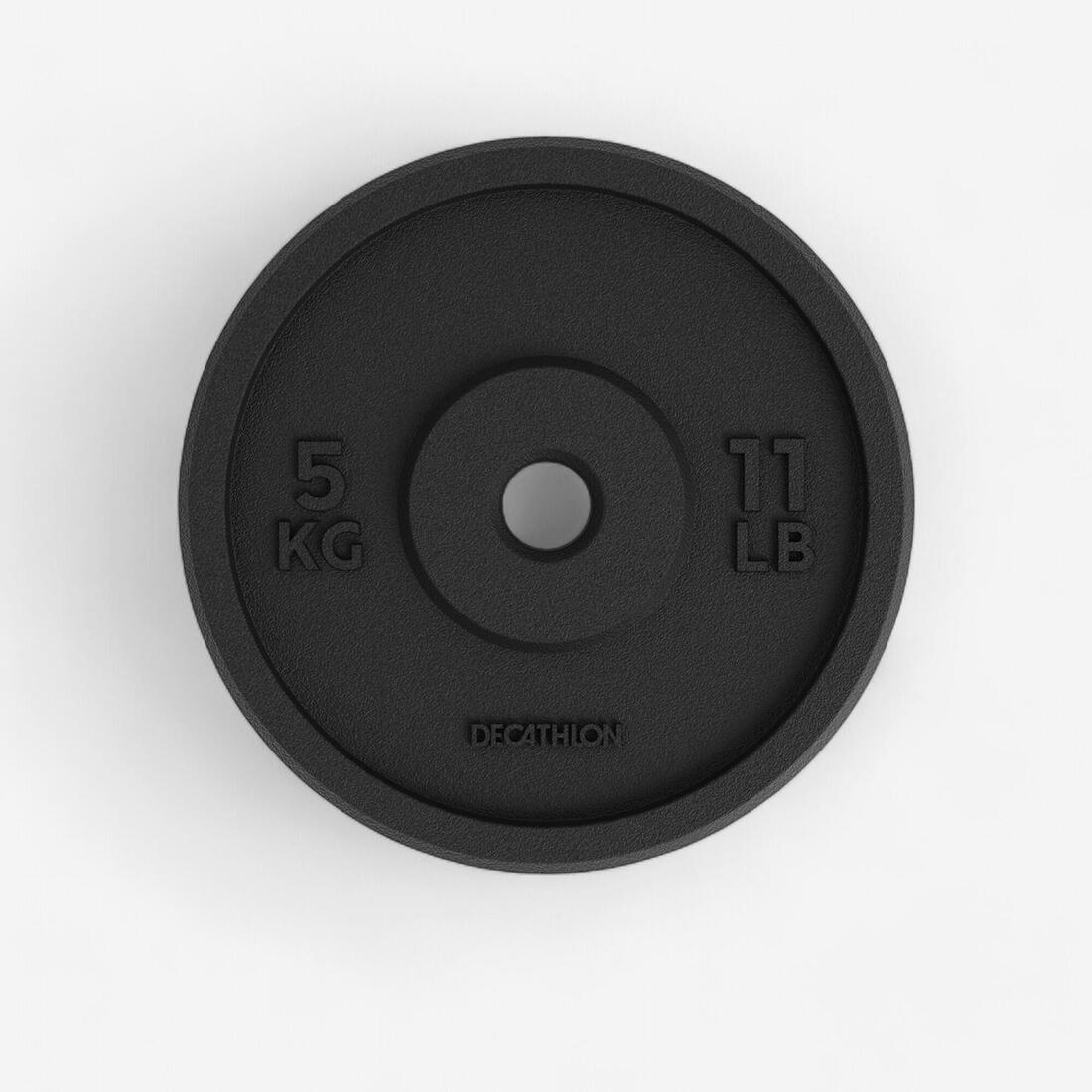 Disque de musculation fonte 5kg 28mm, disque de fonte à 80 % recyclée