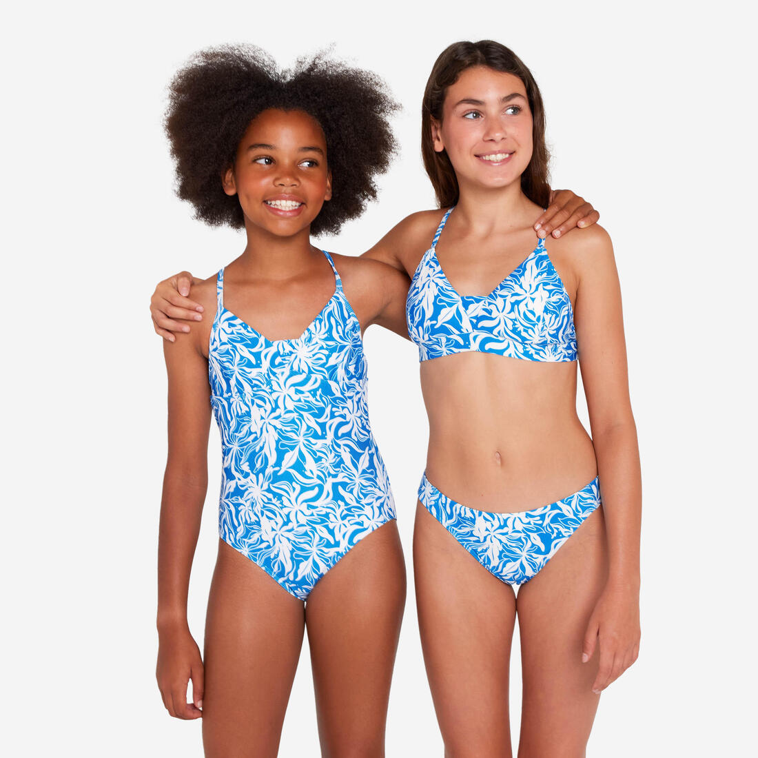 Haut de maillot de bain fleuri surf Fille - Lizy cobe