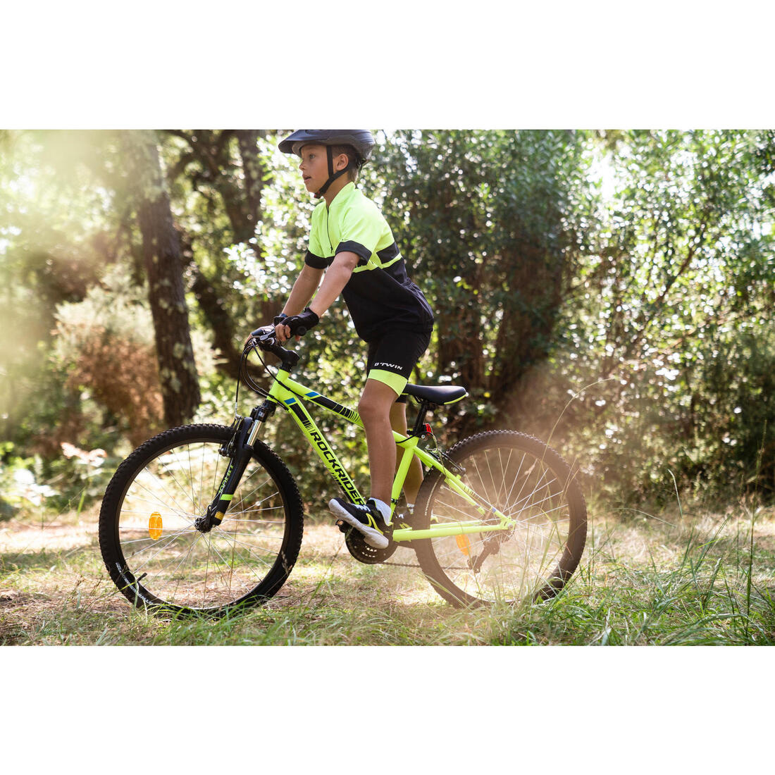 CUISSARD VÉLO ENFANT 500 NOIR ET JAUNE 7-13 ANS