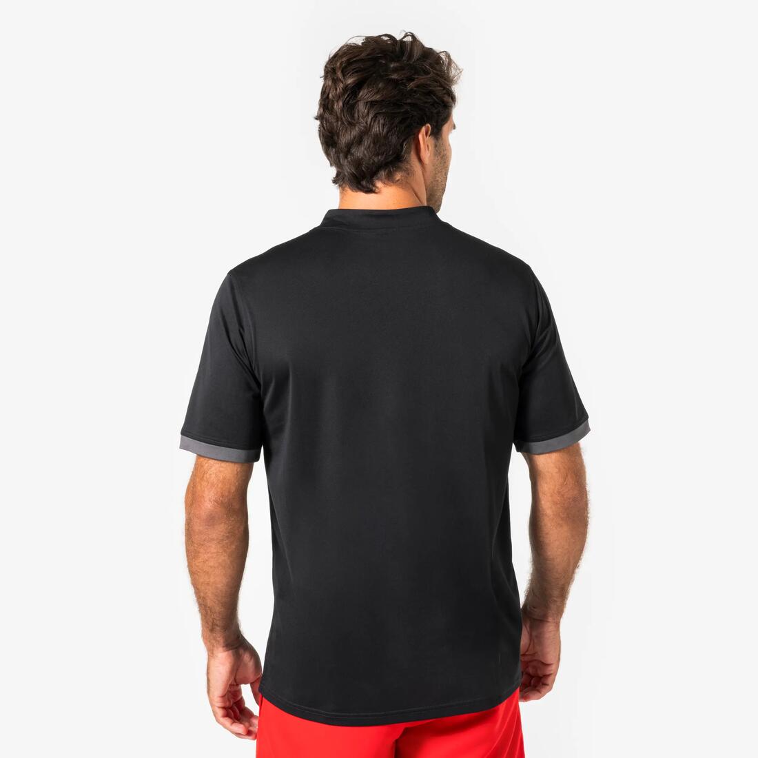 Maillot manches courtes de rugby Homme - R100 noir gris