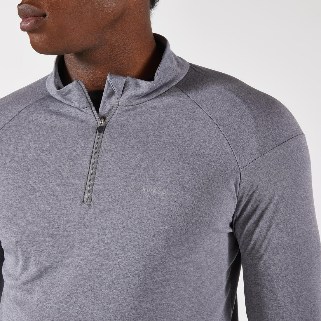 T-shirt manches longues demi zip chaud et respirant Homme, Kiprun Run 100