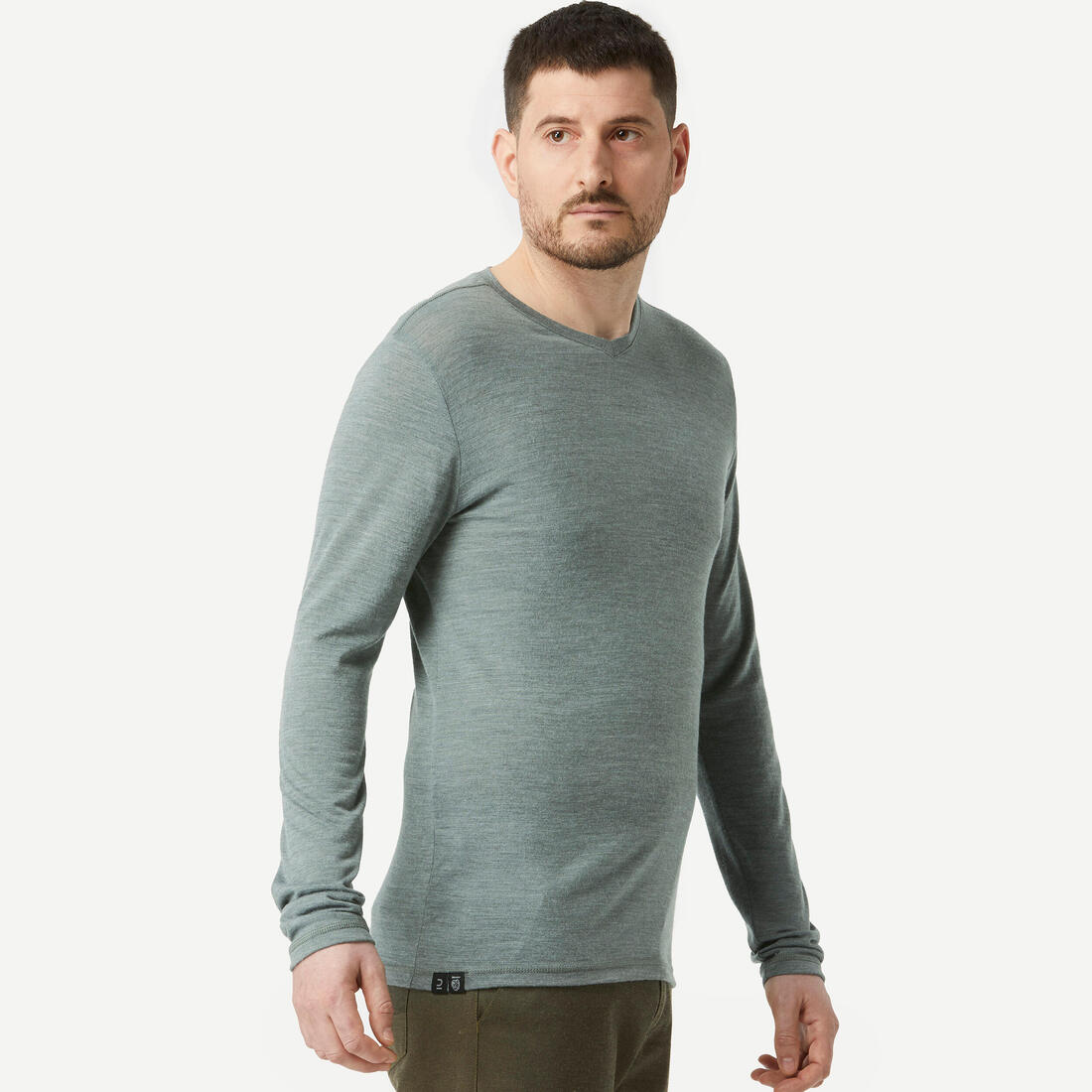 T-shirt laine mérinos de trek voyage - TRAVEL 500 manches longues bleu homme