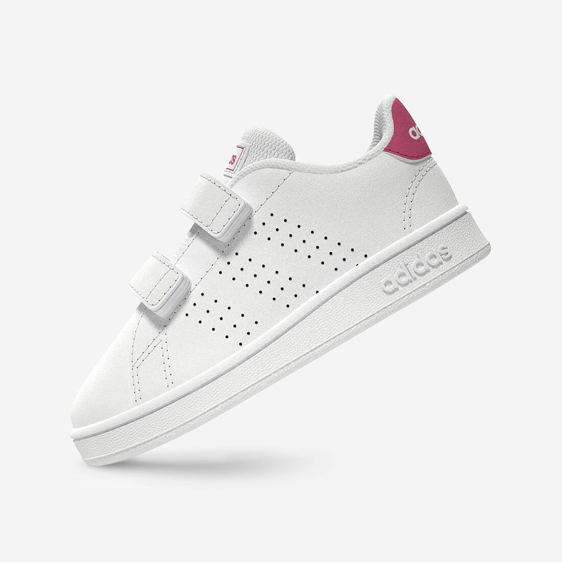 Baskets à scratch bébé - ADIDAS ADVANTAGE blanc/rose