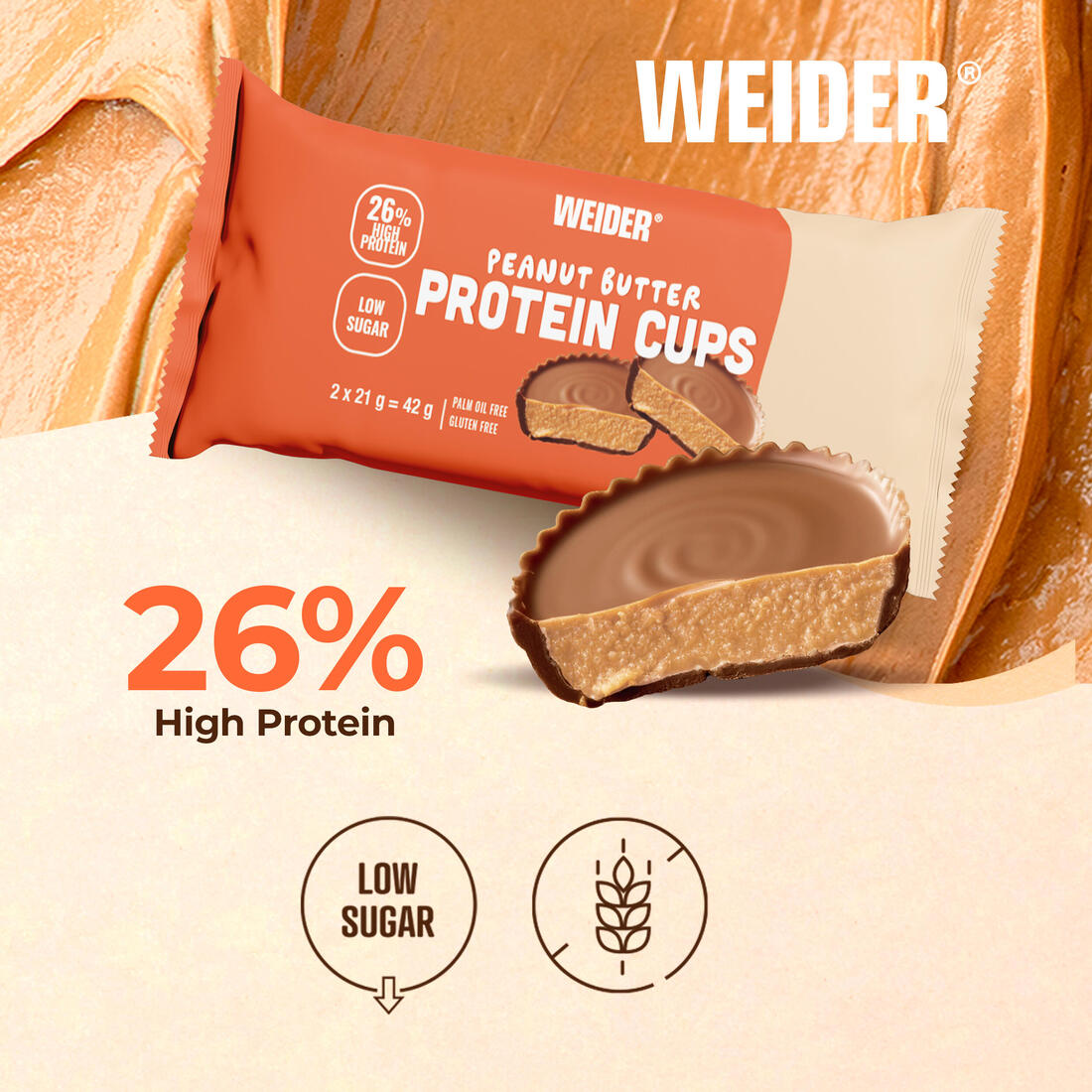 Coupelles beurre de cacahuètes chocolat au lait 2x21g