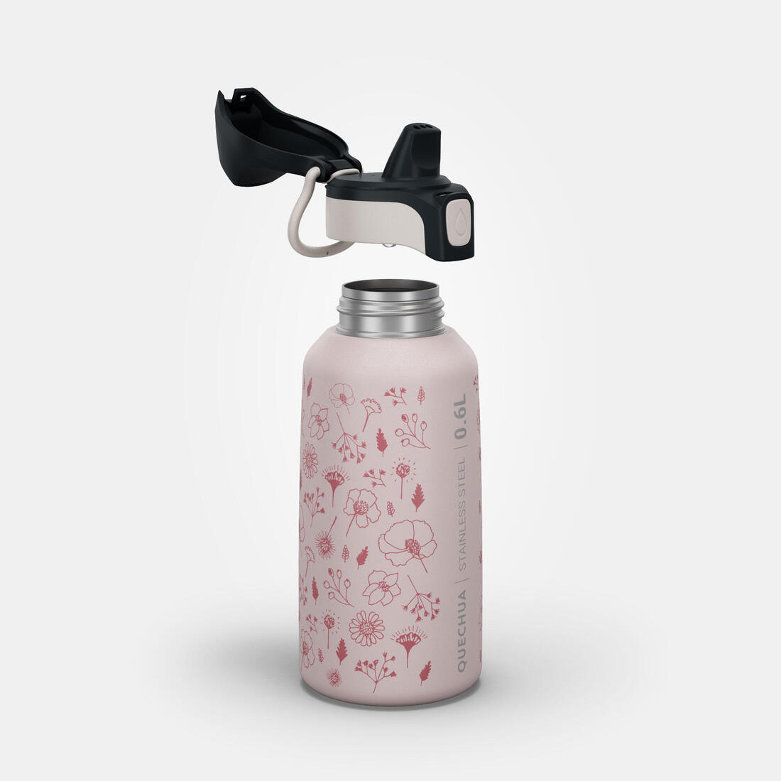 Gourde inox enfant 0,6L avec bouchon instantané, composée à 75% d'acier recyclé