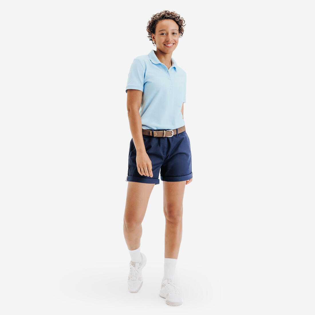 Polo golf en coton polyester manches courtes femme, MW500 beige clair
