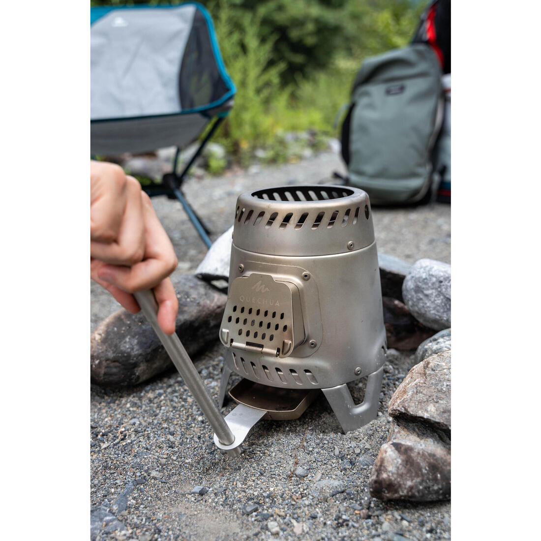 Réchaud à bois 500 pour le camping et le bivouac en acier inoxydable
