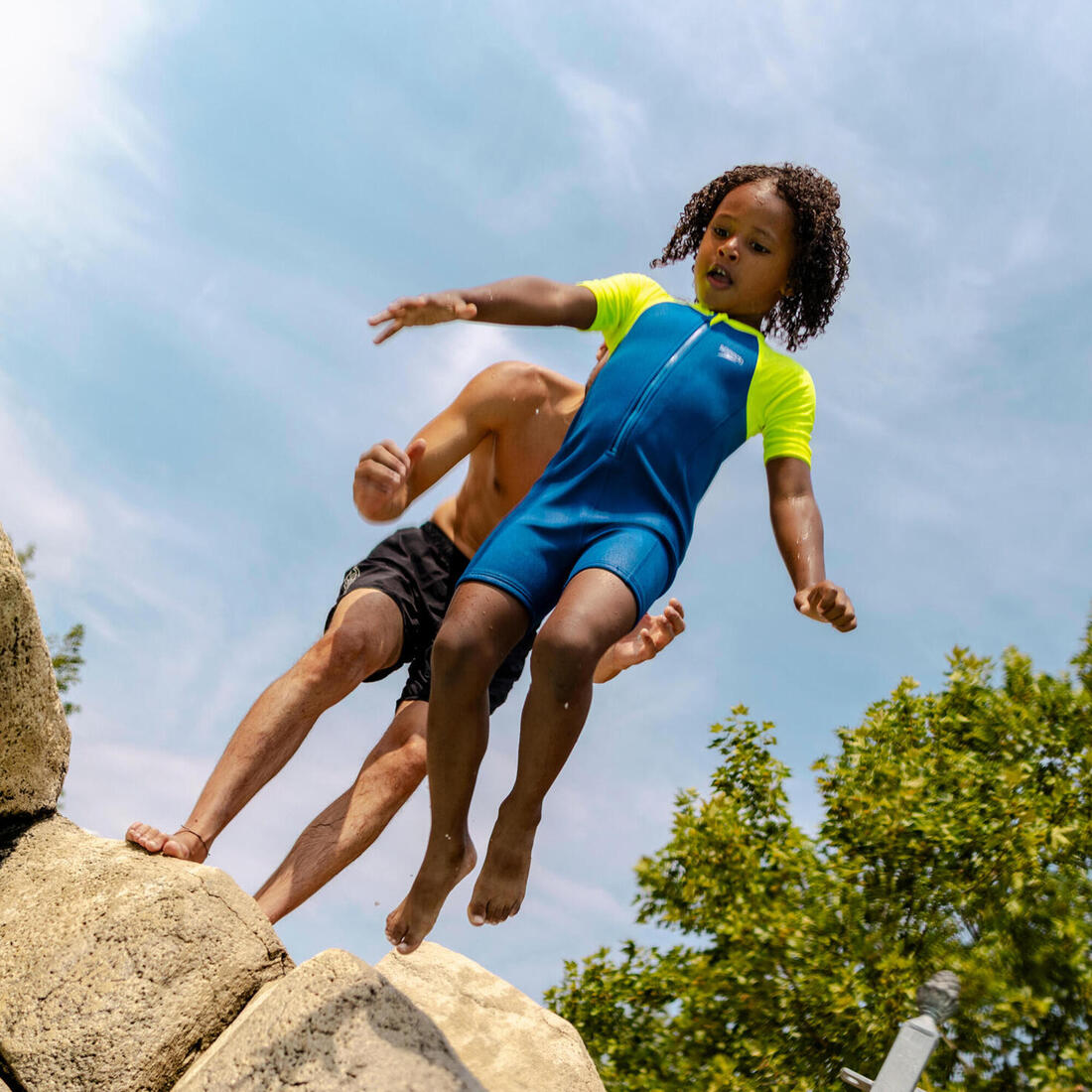 Combinaison néoprène shorty Natation Enfant 2-5 ans - Speedo bleu jaune