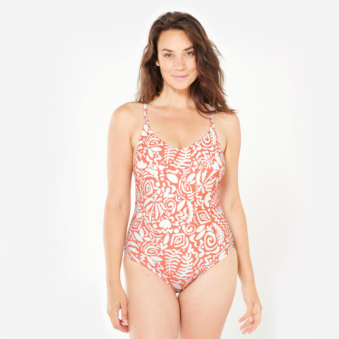 Maillot de bain 1 pièce natation Femme - Lila poly rouge