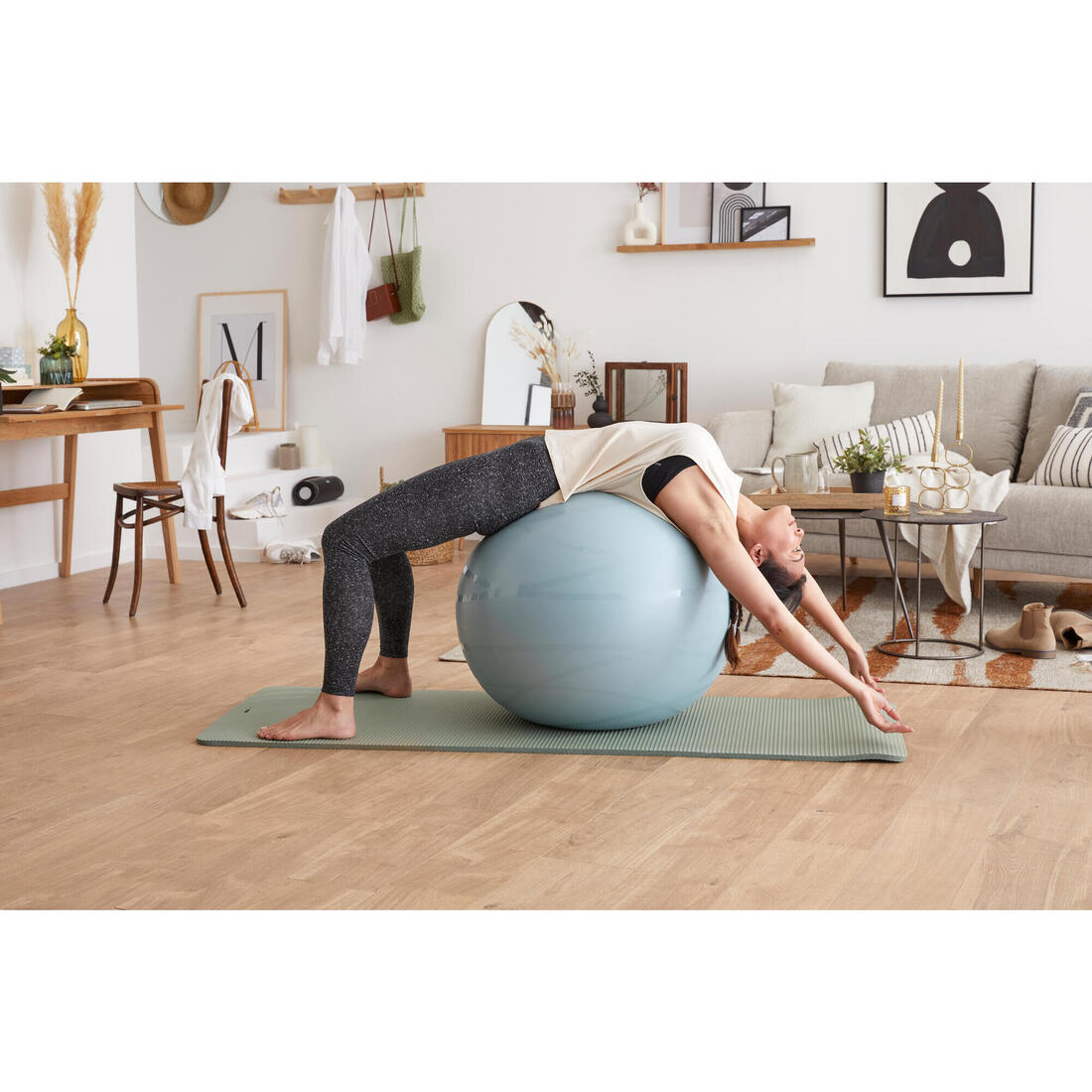 Gym ball taille 1 avec pompe gonflage et dégonflage 55 cm, bleu