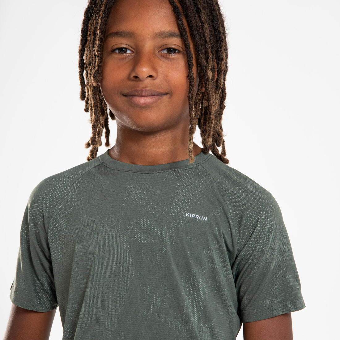 T-Shirt running sans couture Enfant - KIPRUN TS LIGHT 900 kaki