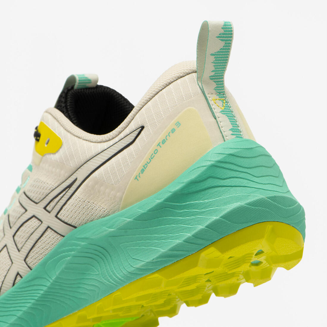 Chaussures de running trail femme, Asics trabuco terra 2, noir vert et
