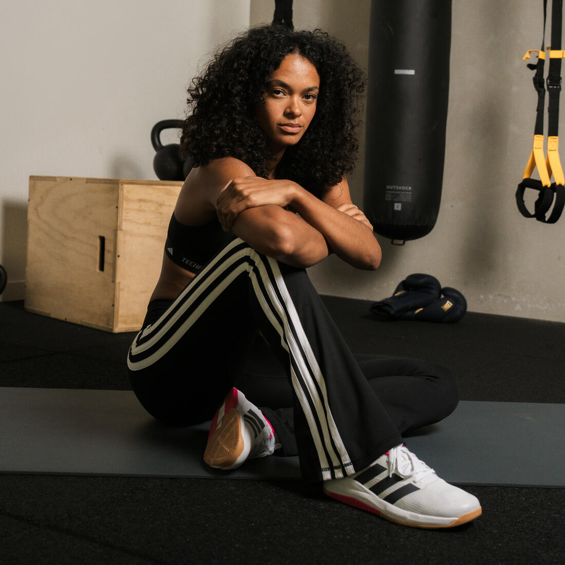 Legging fitness femme, noir