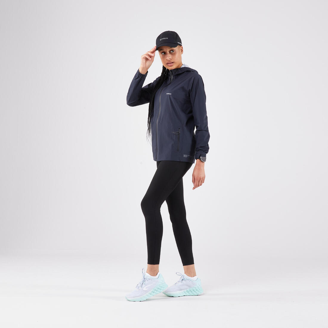Casquette de running pluie adulte - kiprun déperlante 5 panel noir