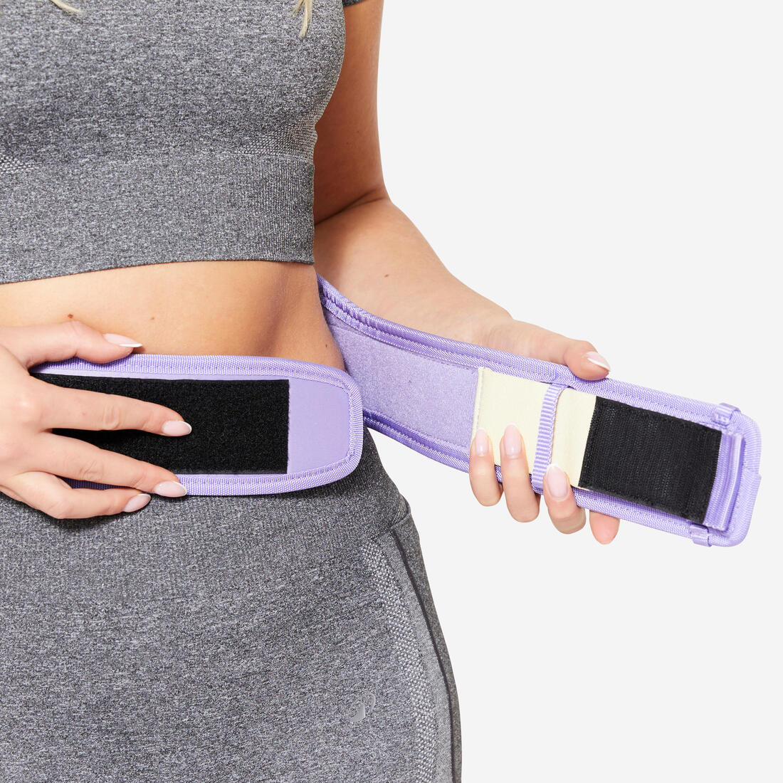 Ceinture lombaire de musculation double système de fermeture - mauve
