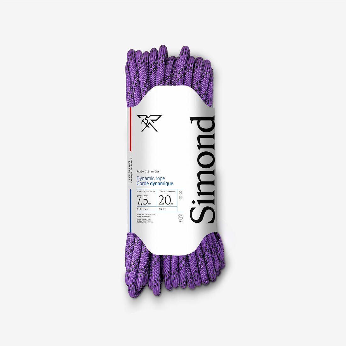Corde a double dry 7.5 mm x 20 m - rando dry violette