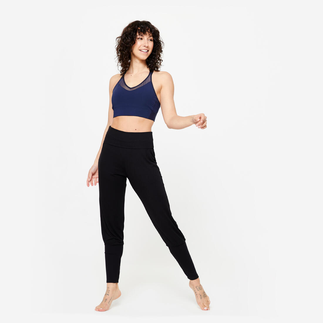 Pantalon danse moderne resserré dans le bas de jambe femme - noir
