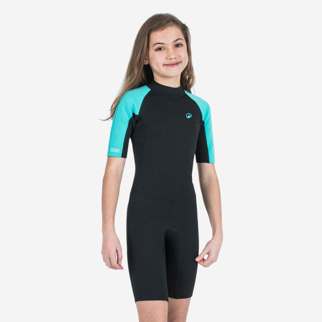 Combinaison shorty surf caoutchouc naturel Yulex 1,5mm enfant, 100