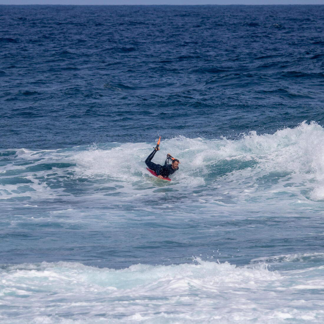 Bodyboard 500 bleu / orange avec leash