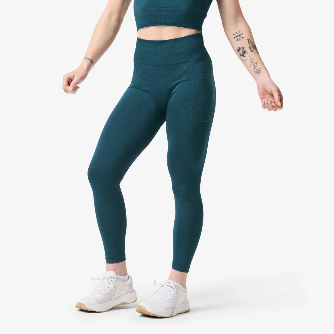 Legging de musculation sans couture femme, gris et