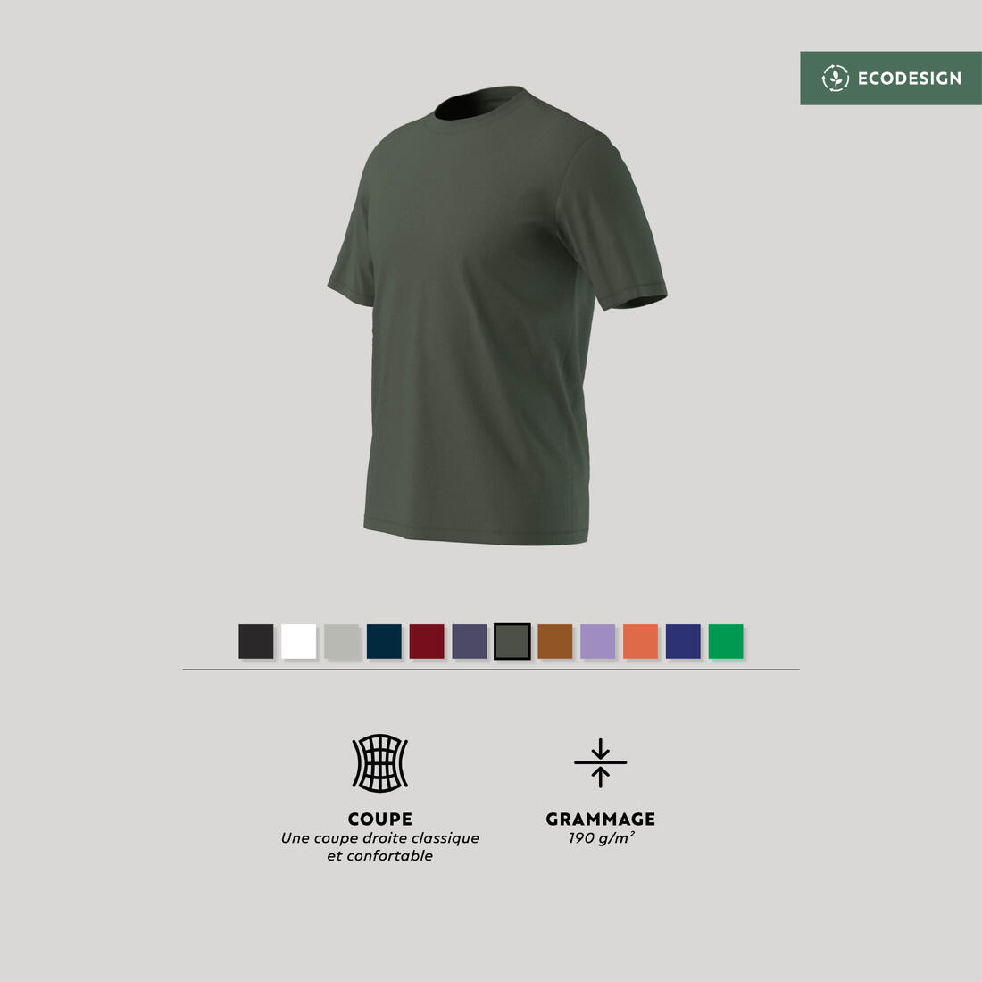 T-shirt fitness homme col rond manches courtes