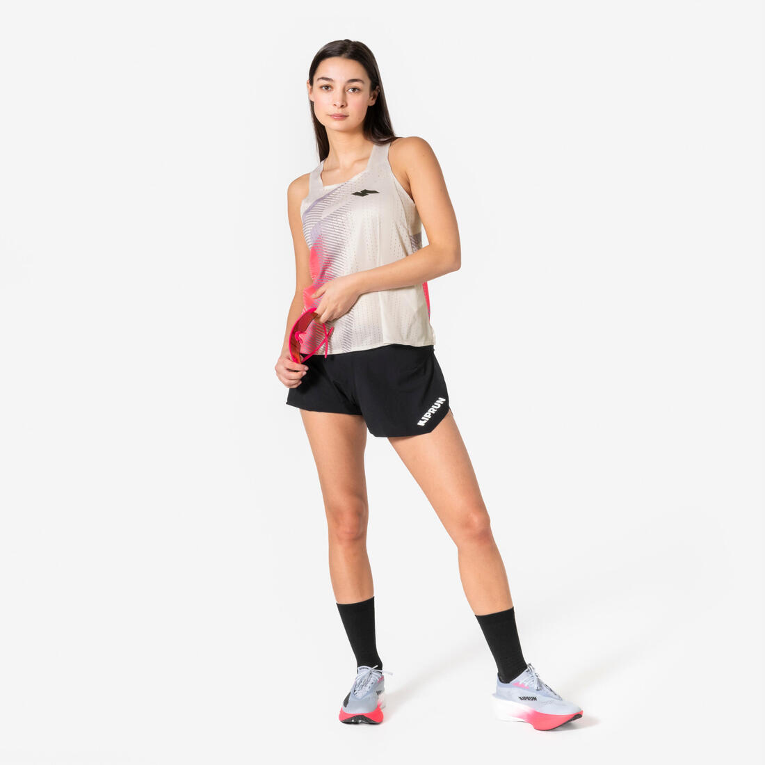 Short de running avec culotte intégrée performance Femme, Kiprun Proteam noir