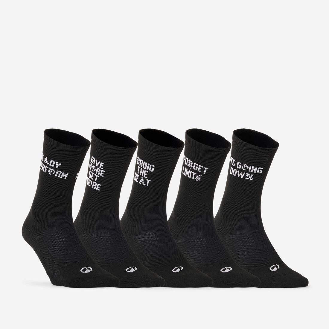 Chaussettes de fitness mi-mollet x5, noir imprimé