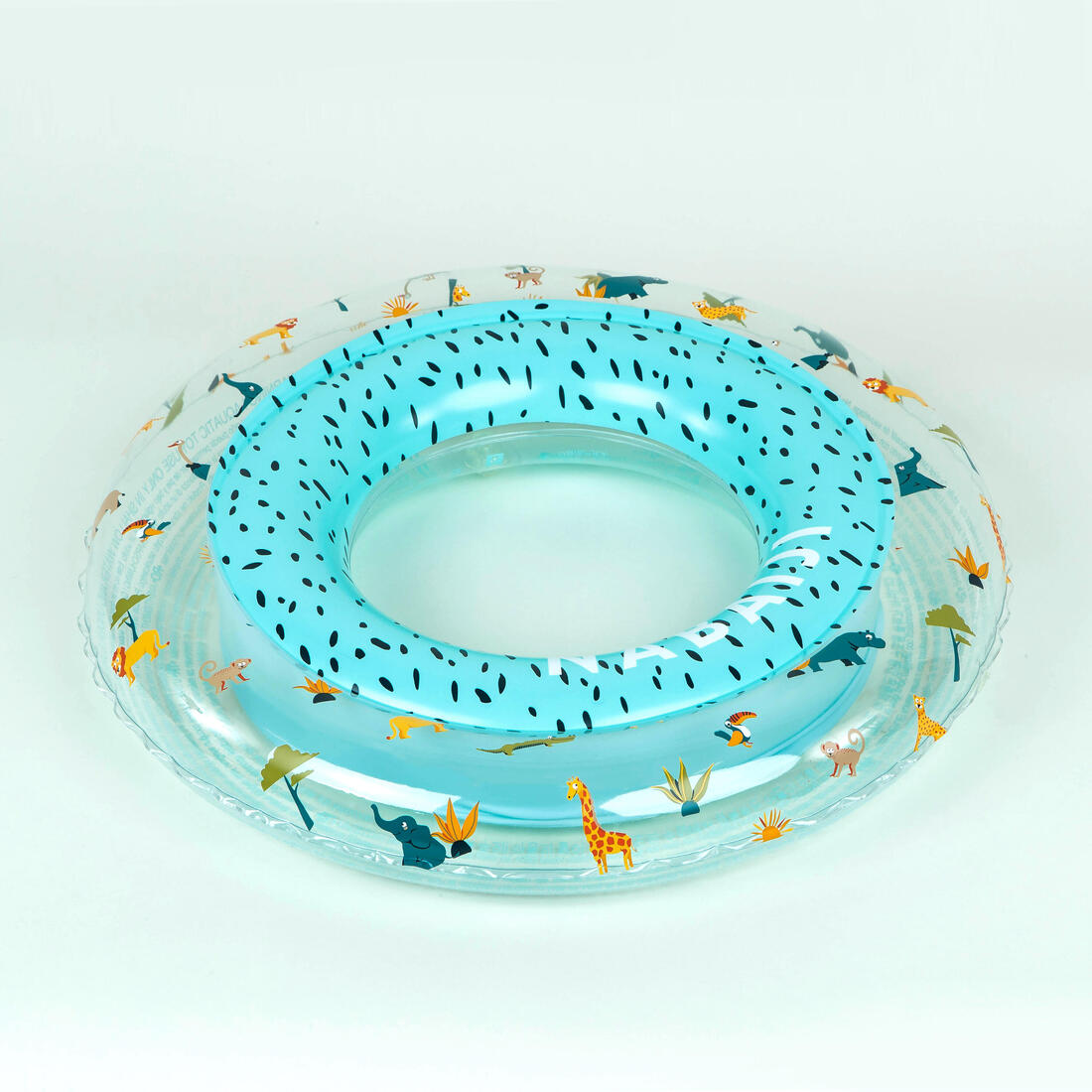 Bouée piscine gonflable 51 cm pour enfants 3-6 ans, transparente imprimé savane