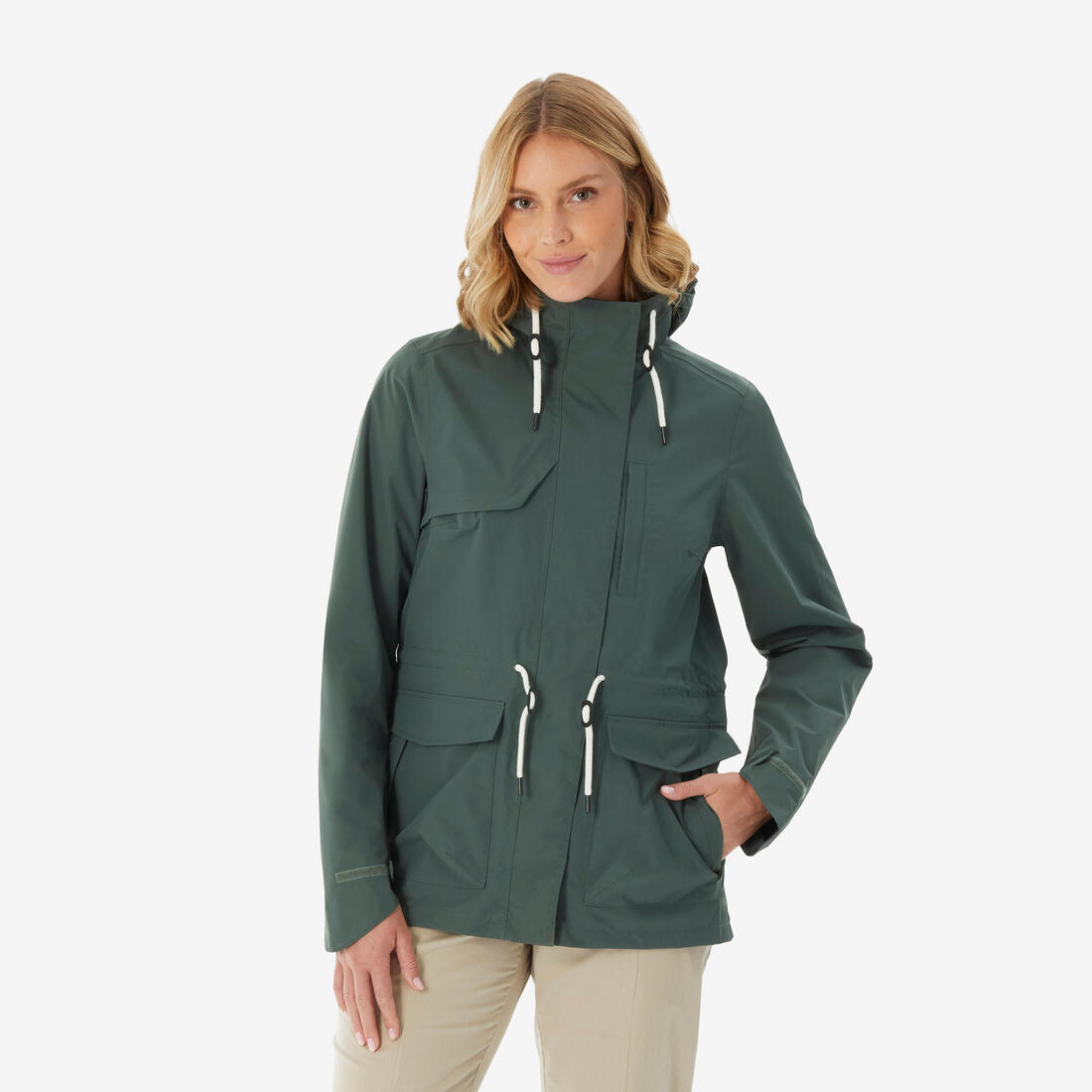 Parka de randonnée imperméable femme, NH500 vert