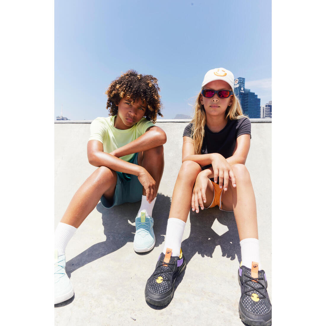 Chaussures de sport à scratch respirantes enfant, Playful Summer bleu et