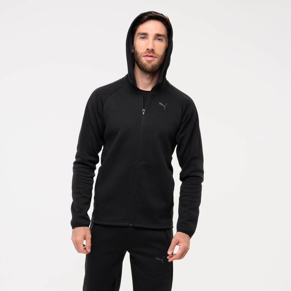 Sweat à capuche zippé active homme, noir