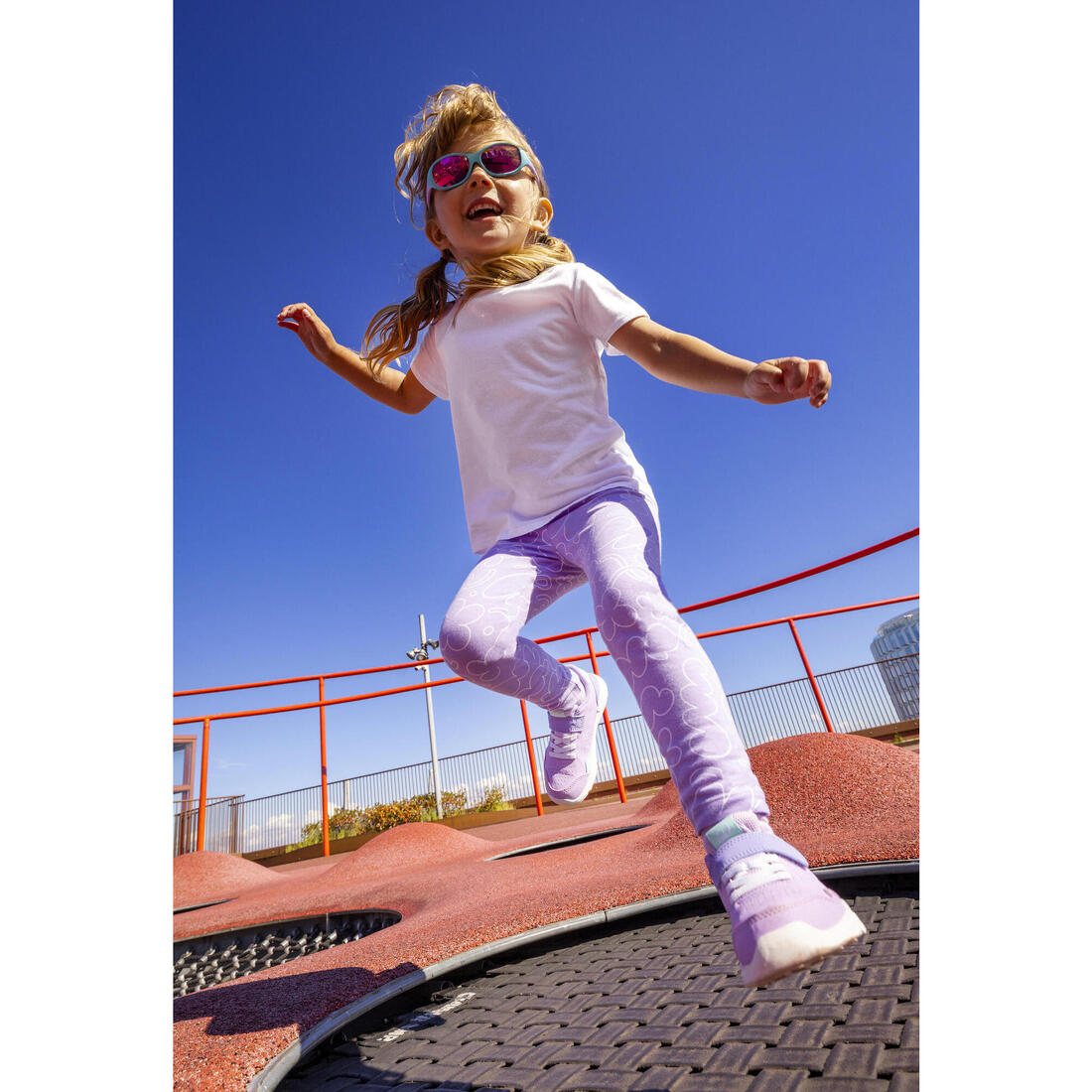 Legging babygym coton enfant, imprimé lilas