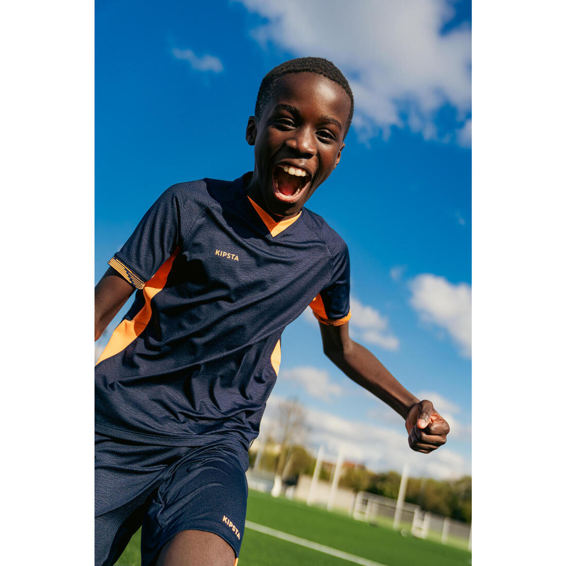Maillot de football CLR manches courtes Enfant Orange et Marine