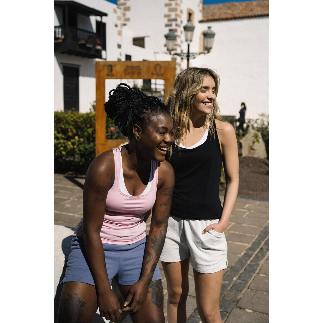 Débardeur slim col rond fitness femme