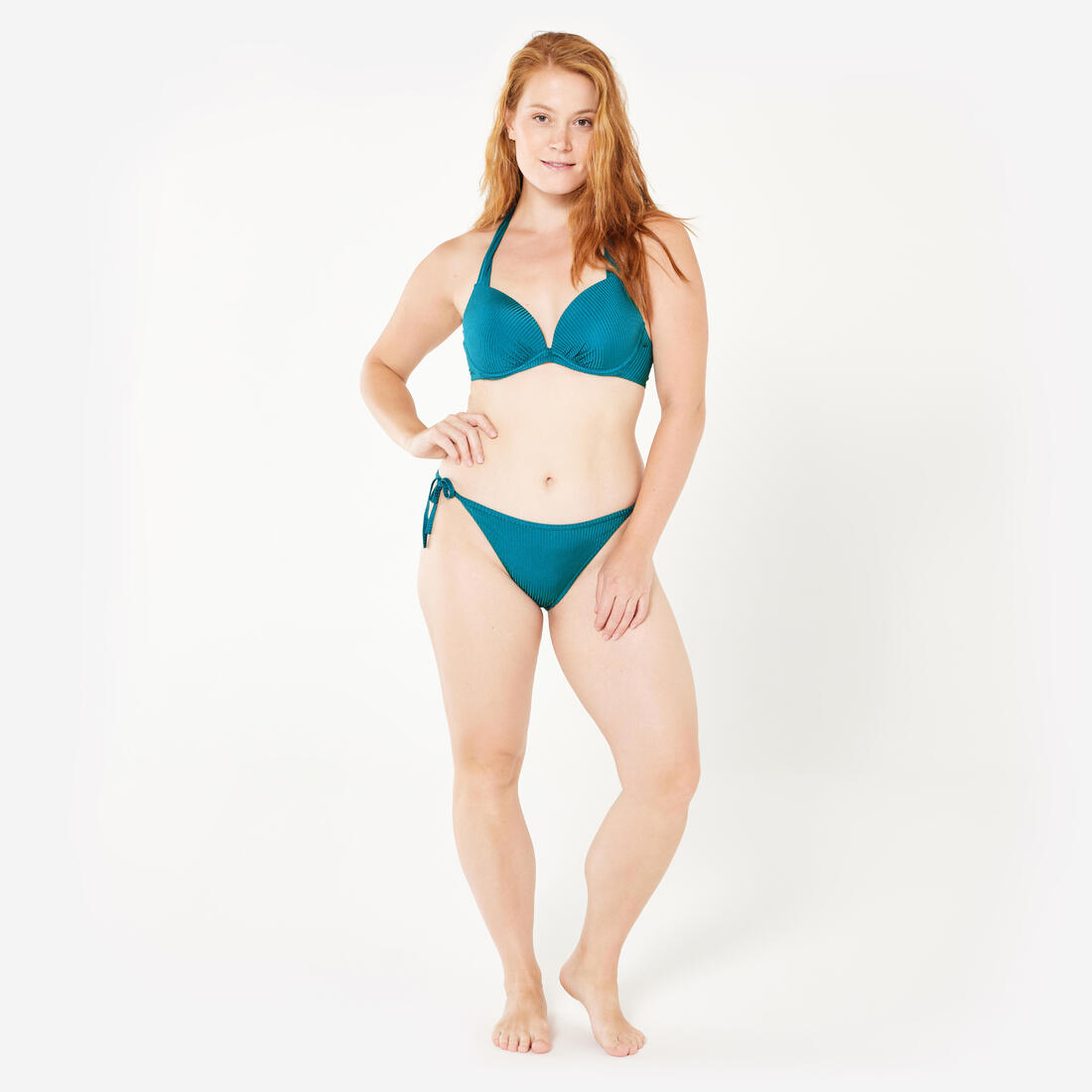 Haut de maillot de bain femme push up avec coques fixes elena uni jaune côtelé