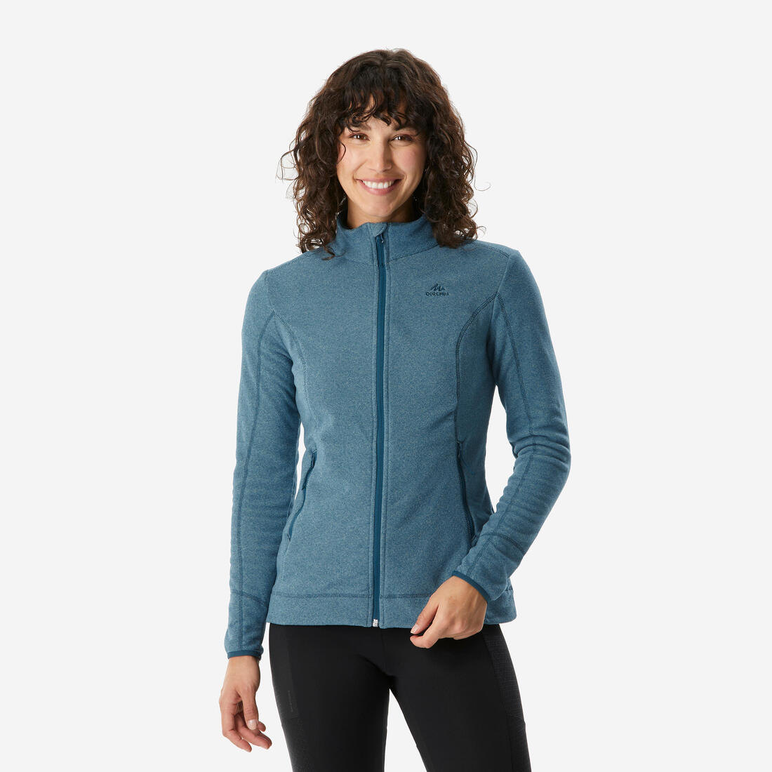 Polaire de randonnée montagne femme, MH100 full zip – vert givré