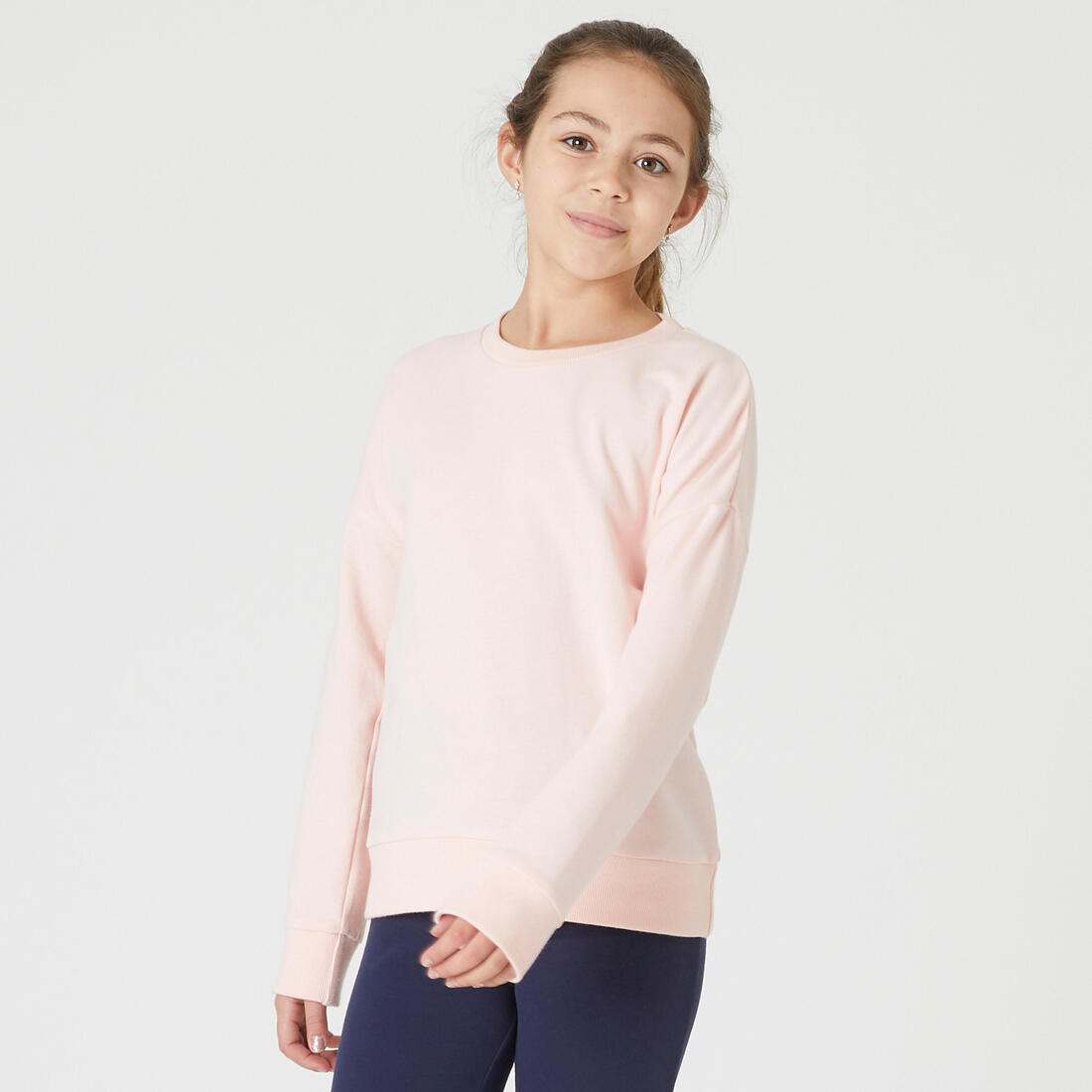 Sweat col rond rose ENFANT – rose perle