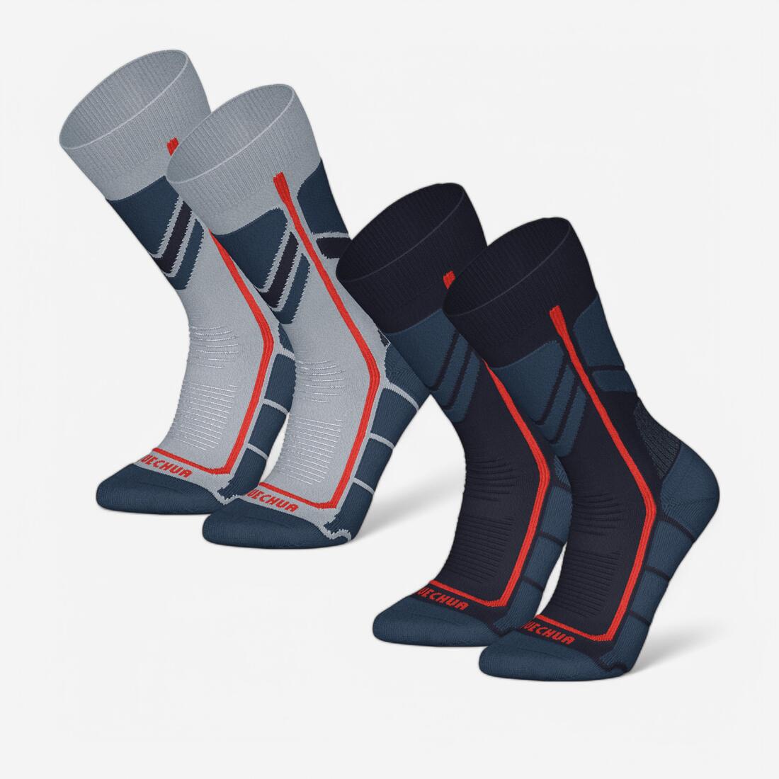 Chaussettes chaudes de randonnée enfant (lot 2 paires) SH500 bleu et