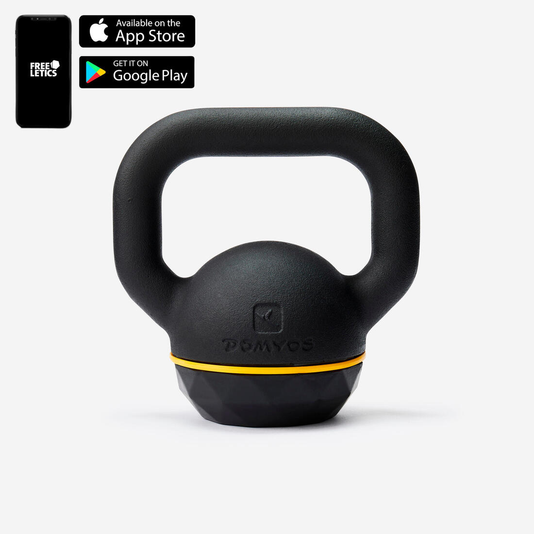 Kettlebell en fonte et base caoutchouc 12 kg, fonte en partie recyclée