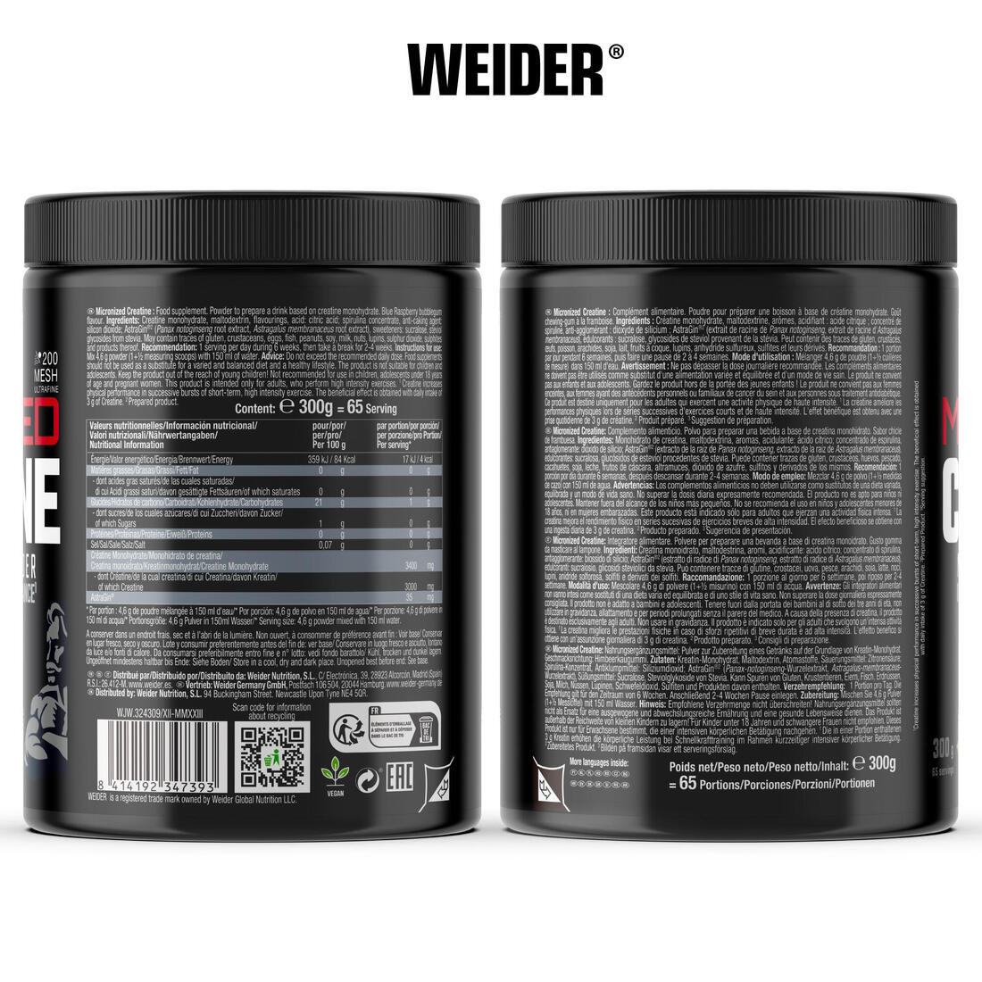 CREATINE MONOHYDRATE MICRONISEE ARÔME FRAMBOISE BLEUE 300G