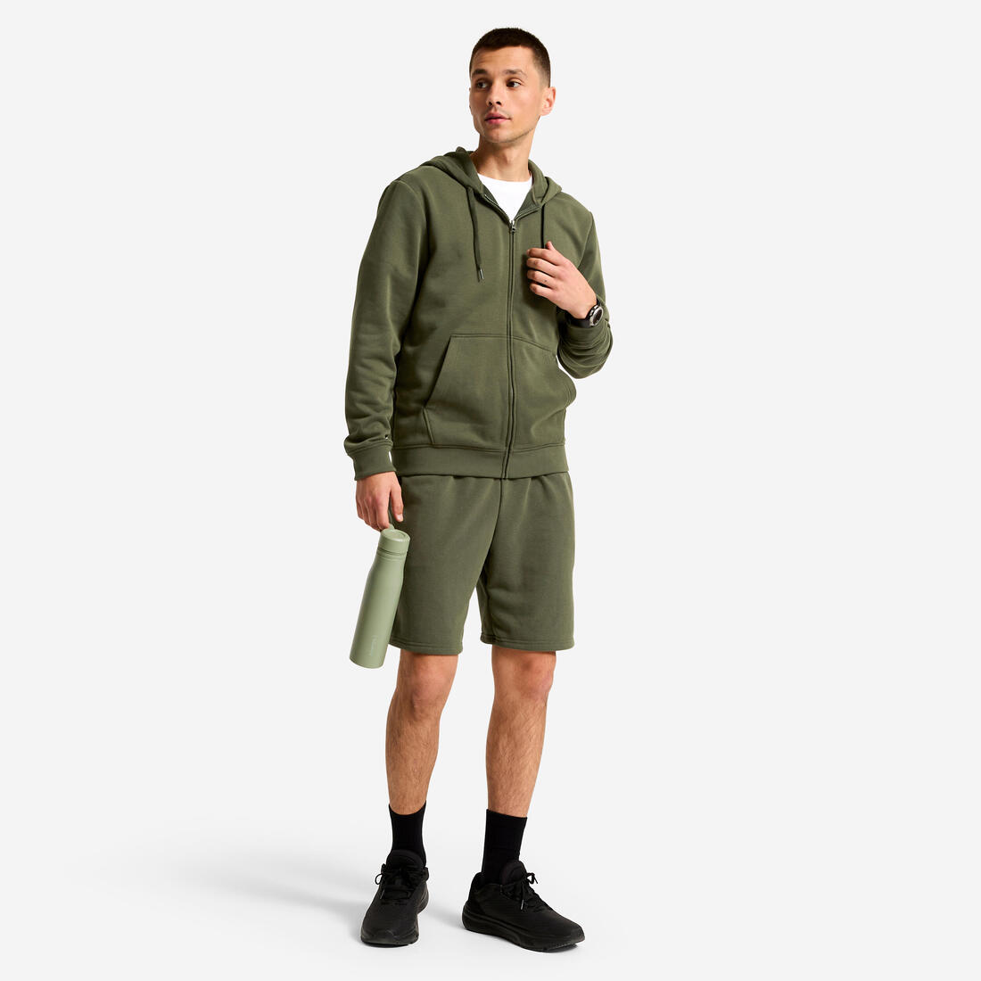Sweat de sport zippé à capuche chaud homme, bleu foncé