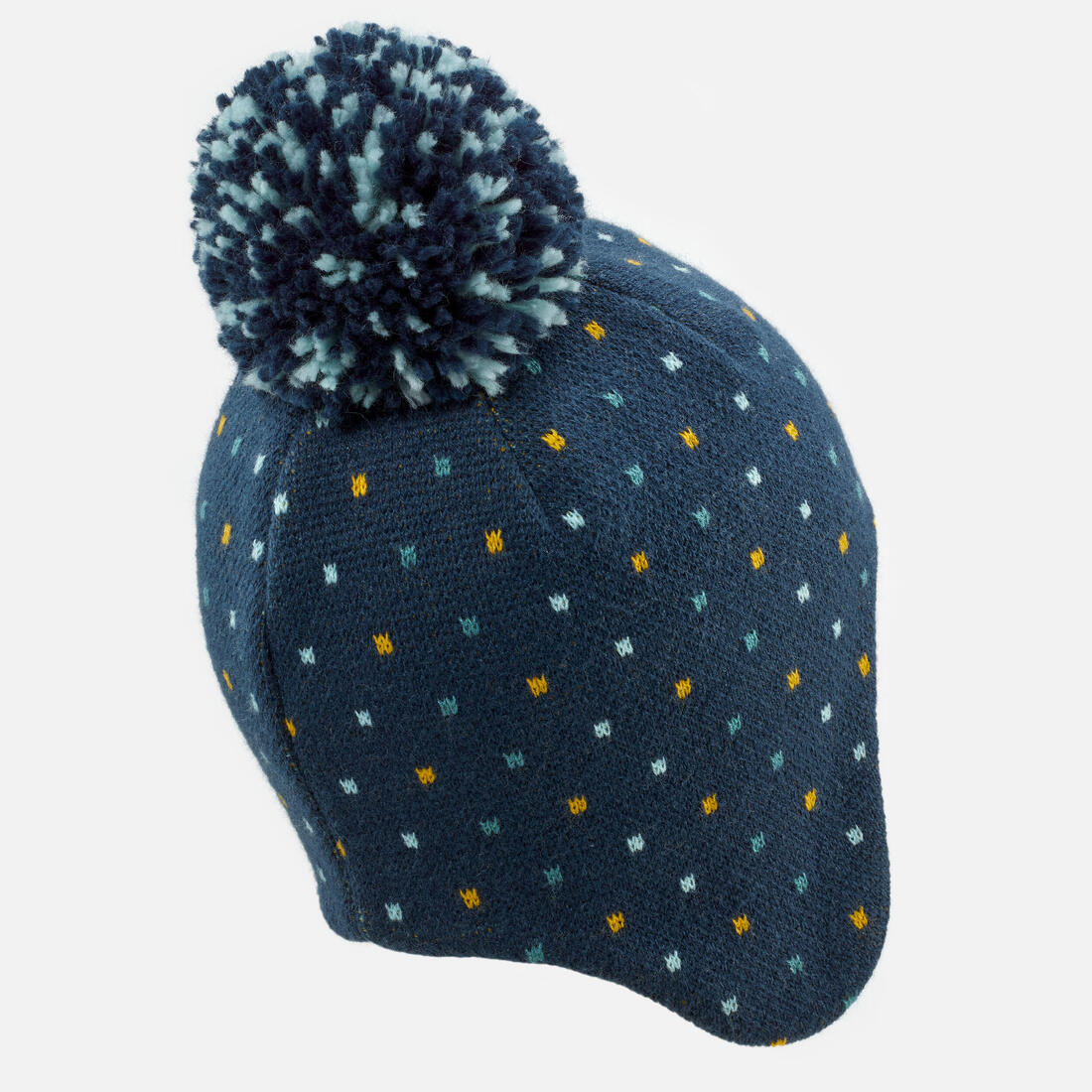 Bonnet bébé péruvien de ski / luge - SIMPLE WARM bleu marine et turquoise
