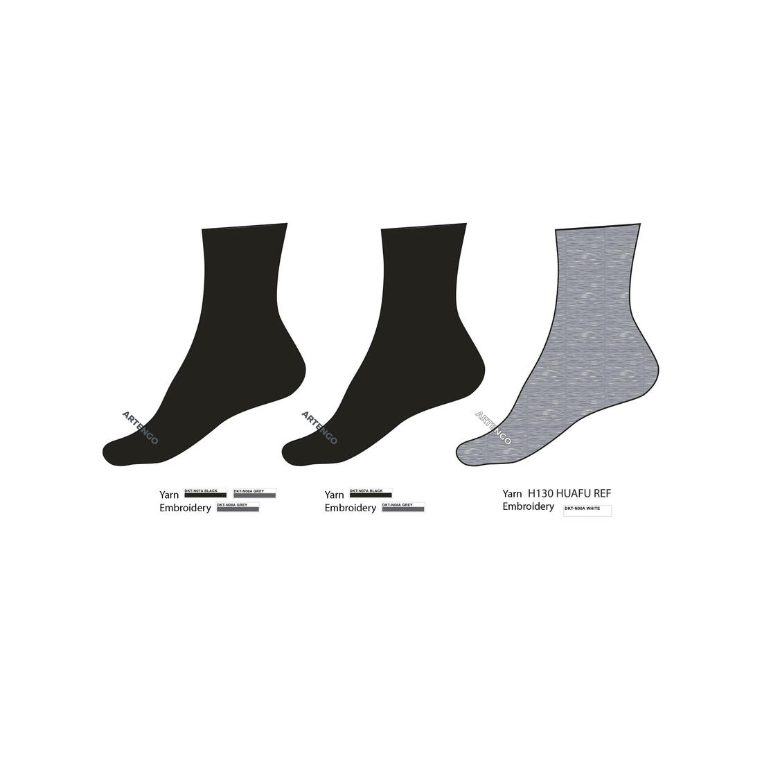 CHAUSSETTES DE SPORT ENFANT HAUTES ARTENGO RS 160 BLANC MARINE BLANC LOT DE 3