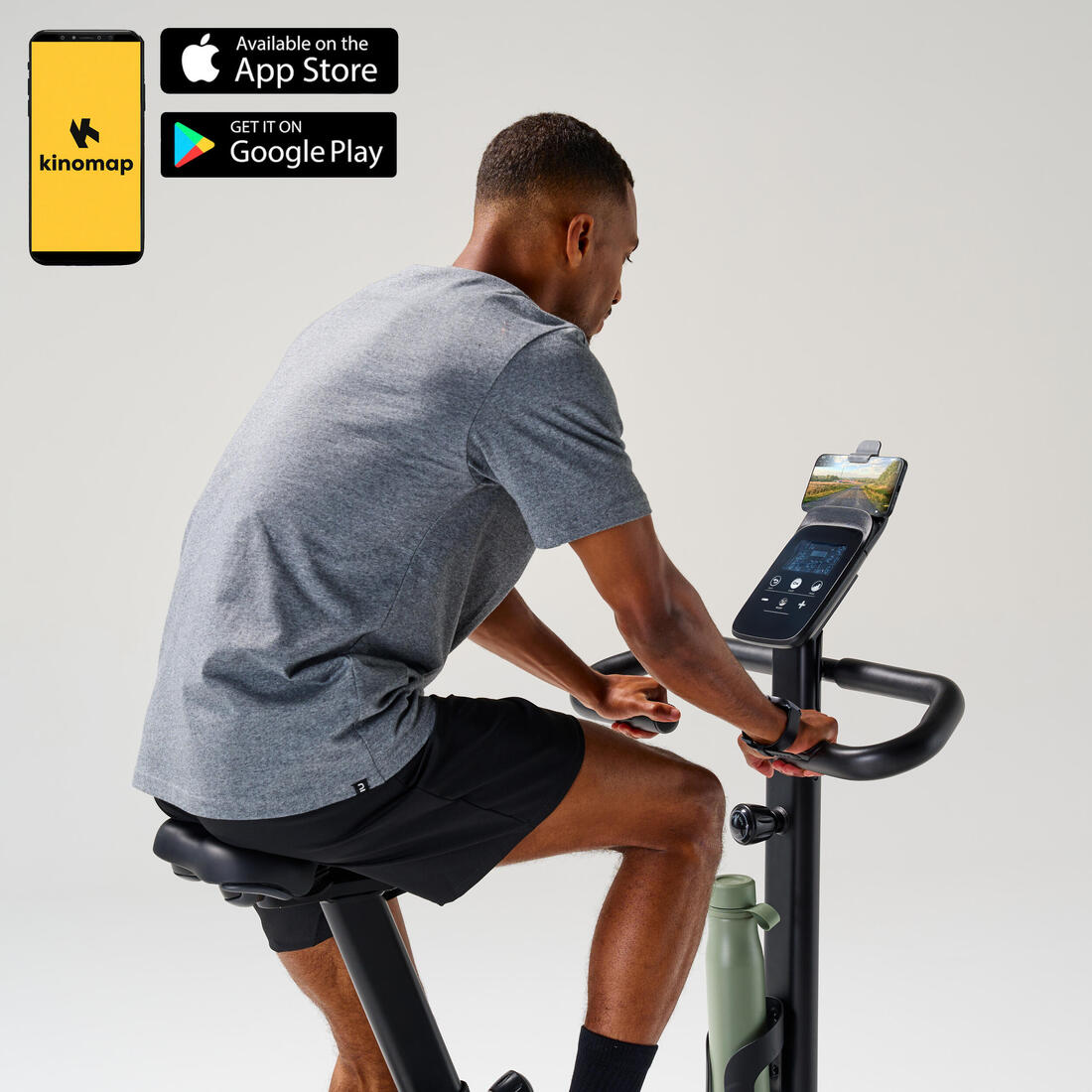 Vélo d'appartement avec résistance motorisée, EB520 B, garanti par Decathlon