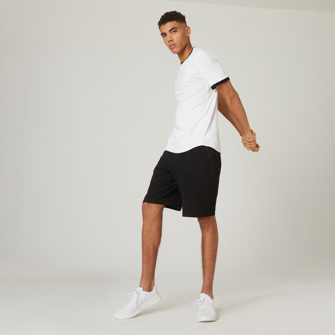T-shirt fitness manches courtes slim coton extensible col rond homme – 8643619