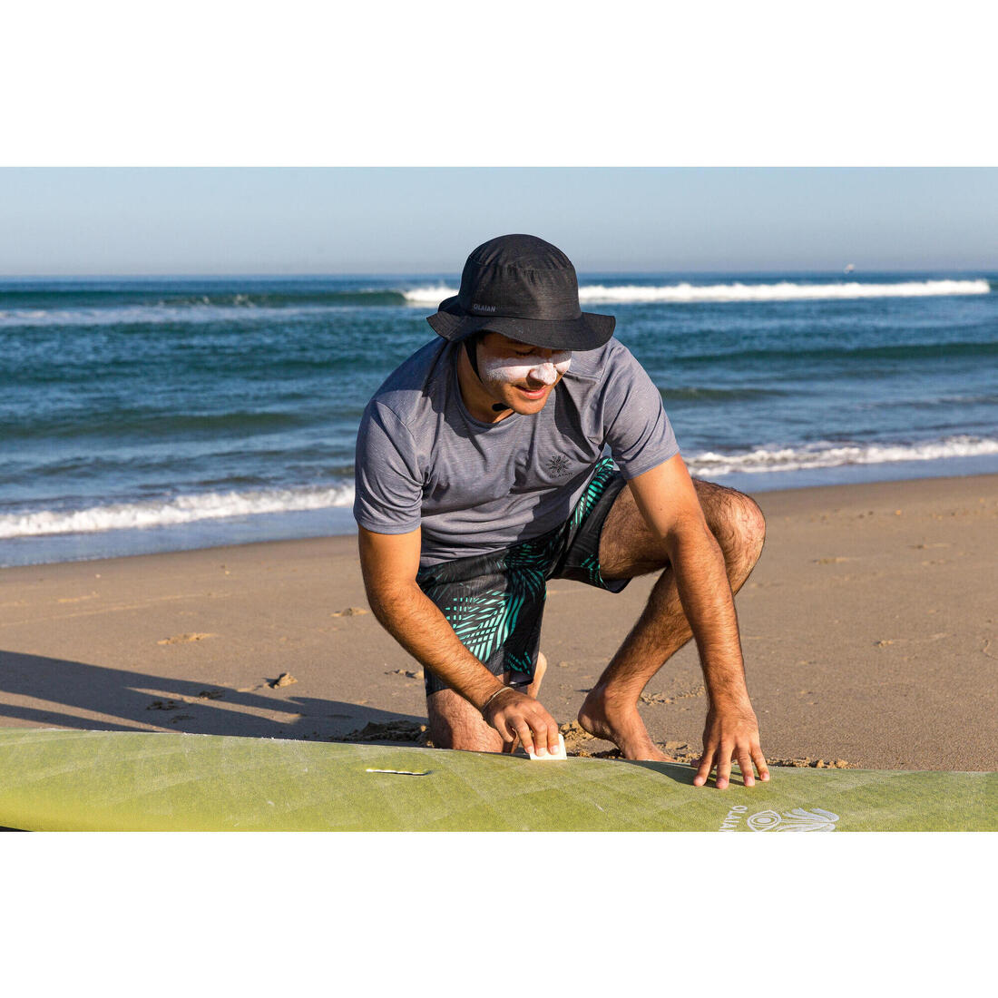 Boardshort surf 100 15" POPSTRIPE BLUE