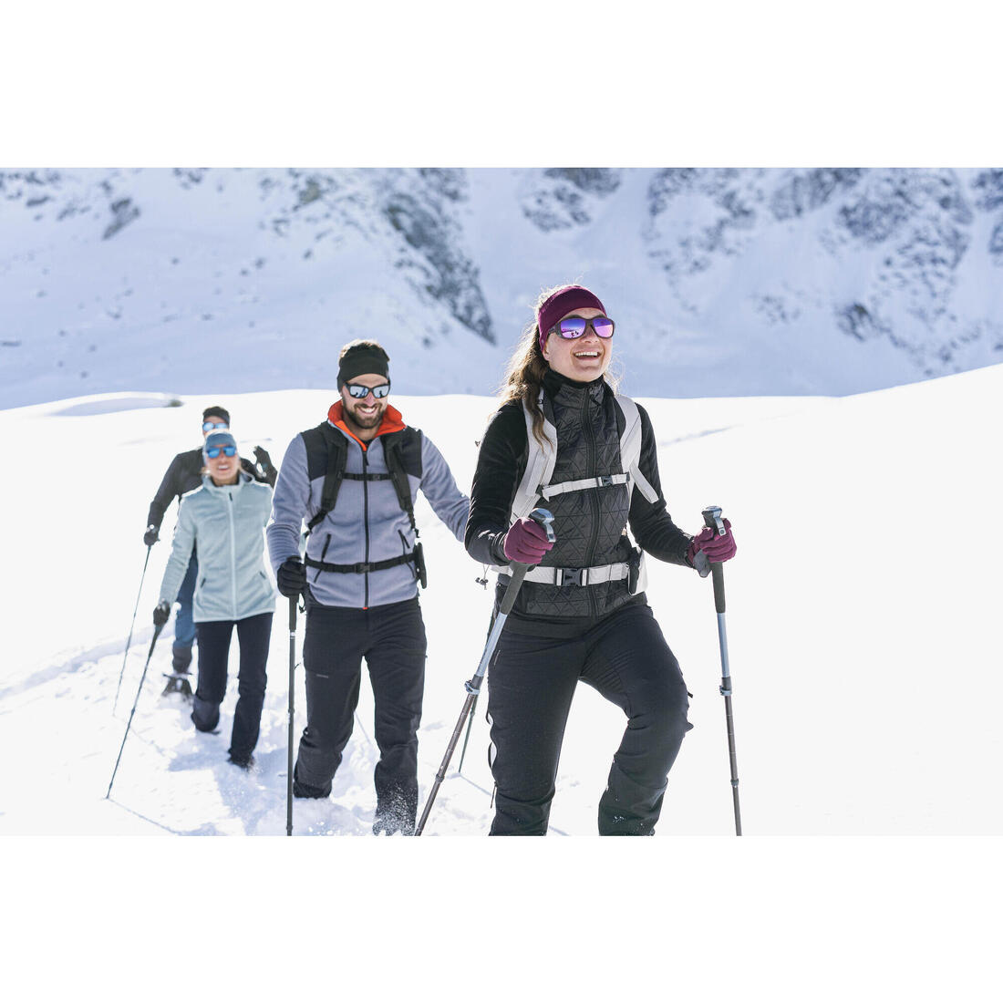 Polaire de randonnée hybride chaude femme, MH900 Mountain noir
