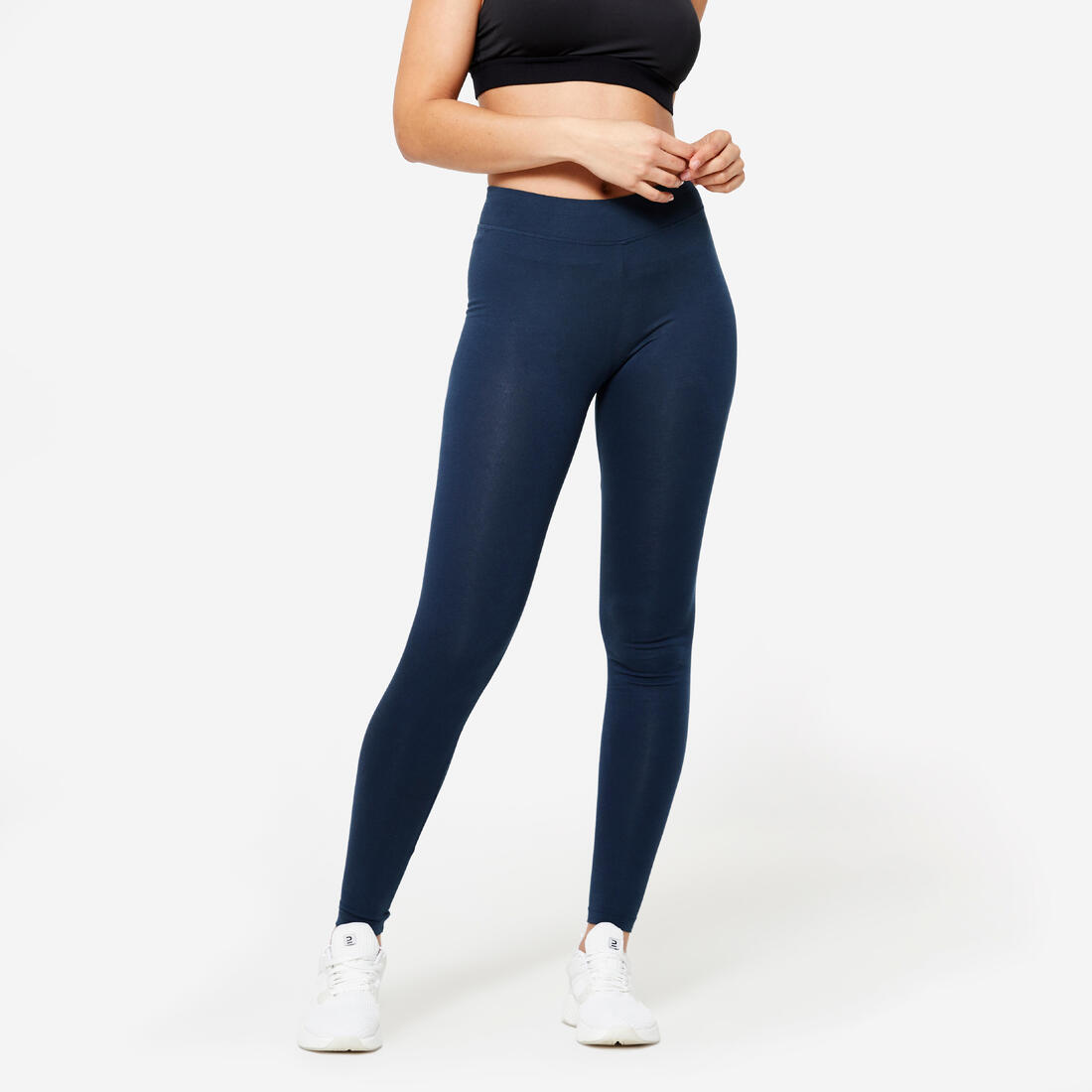 Legging fitness long coton extensible femme - Fit+ – bleu marine